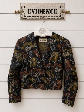 EVIDENCE Floral Cropped Jacket Black Multi Size S
